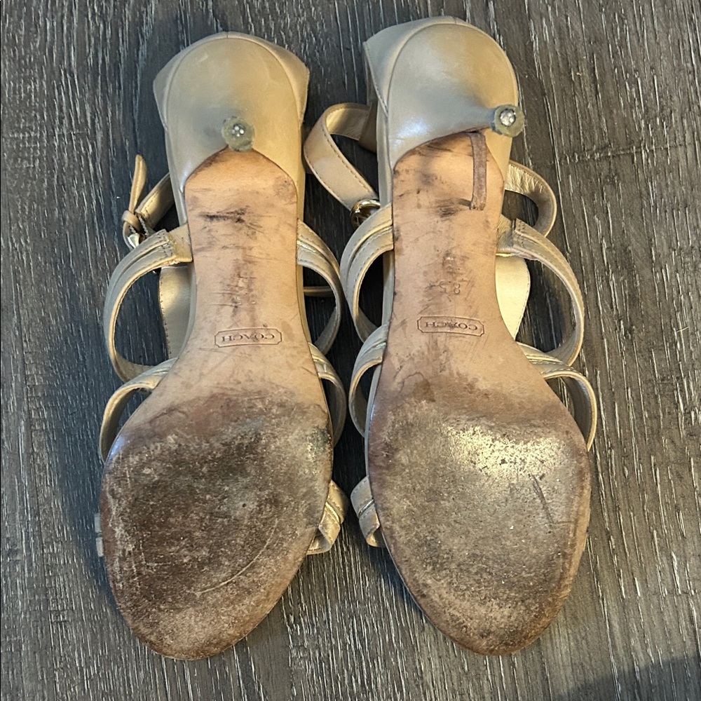 Coach “Blake” Women's Metallic Gold Chain Heels size 8.5 - Picture 5 of 10